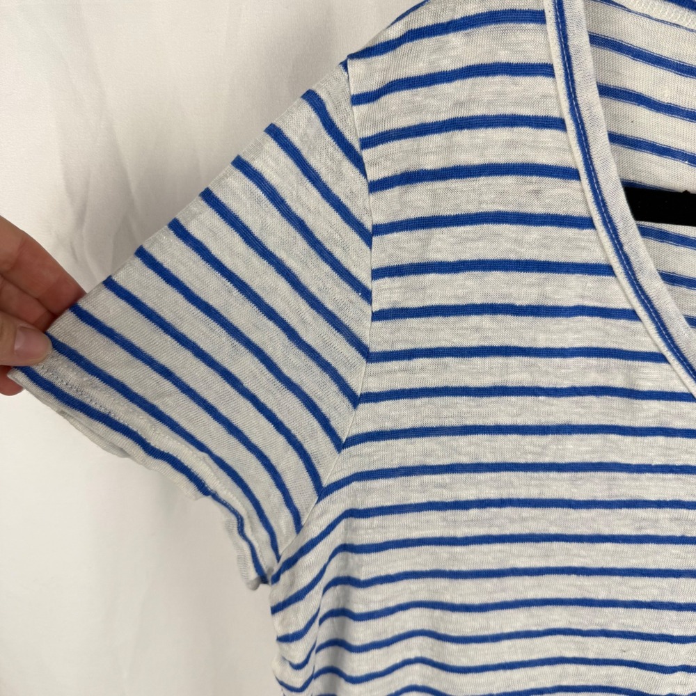Banana Republic Linen Striped Blouse Medium‎ Coastal Beachy Casual Boxy Capsule - Picture 3 of 7
